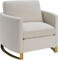 Coaster Home Furnishings - Corliss - Fabric Upholstered Curved Track Arm Accent Chair with Stainless Steel Legs, Gold Accents and Reversible Cushion - Living Room - Beige - 508823