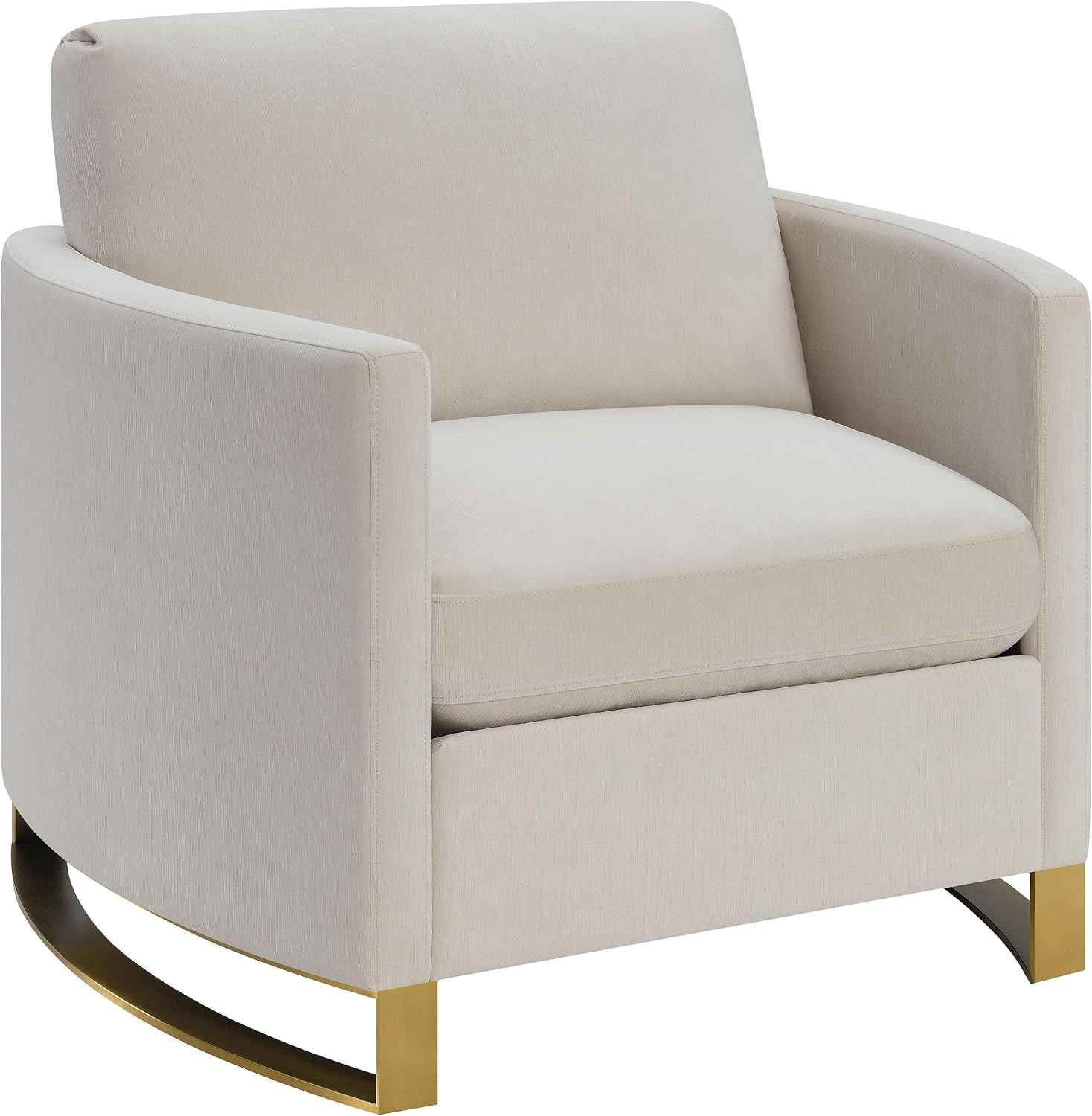 Coaster Home Furnishings - Corliss - Fabric Upholstered Curved Track Arm Accent Chair with Stainless Steel Legs, Gold Accents and Reversible Cushion - Living Room - Beige - 508823