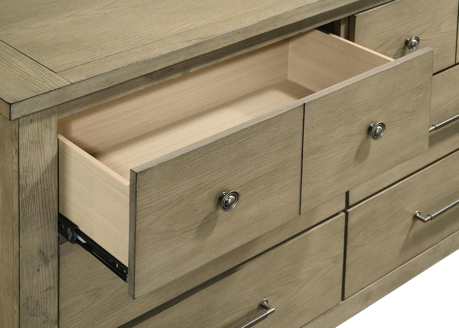 Coaster Home Furnishings - Hazlewood - Wood - 6-Drawer Dresser with Rustic Style, Antique Nickel Pulls and Oak Grain Texture - Bedroom - Vineyard Oak - 207533