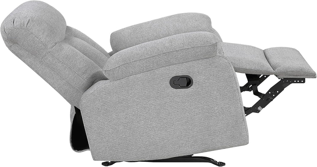 Lexicon Manual Rocker Recliner Chair for Living Room, Chenille Fabric Upholstered Rocking Reclining Chair, Home Theater Seating, Easy Assembly, Recliner, Gray