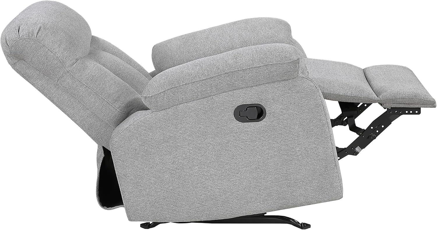 Lexicon Manual Rocker Recliner Chair for Living Room, Chenille Fabric Upholstered Rocking Reclining Chair, Home Theater Seating, Easy Assembly, Recliner, Gray