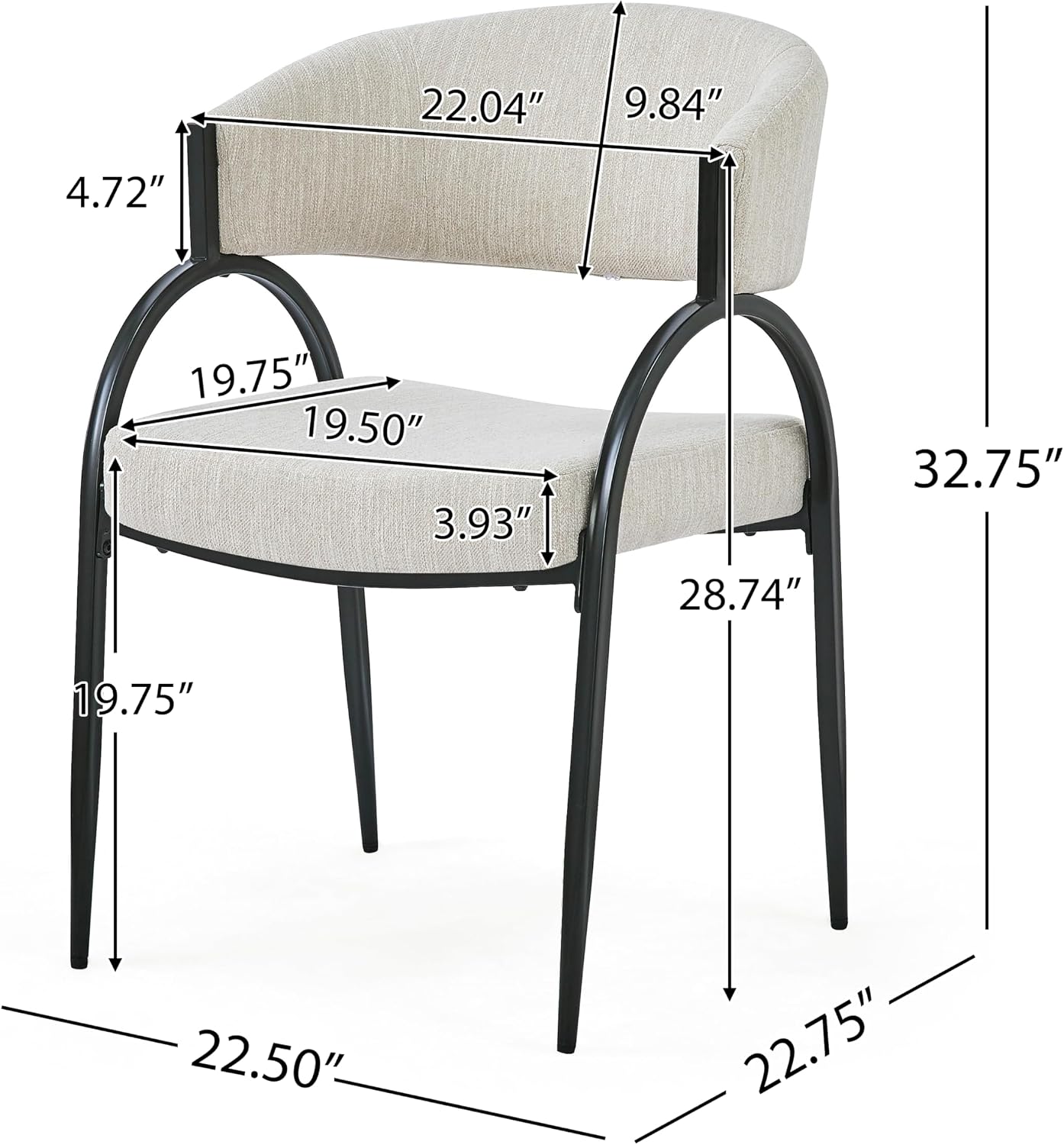 Christopher Knight Home Soft Padded Dining Chairs Set of 2, Upholstery Dining Chairs, Curved Backrest Accent Chairs, Metal Legs Comfortable Seating for Home Dining Room or Kitchen, Beige