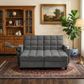 Eafurn Double Chaise Lounge Convertible Sleeper Chair Sofabed W/Storage and 6-Position Reclining Backrest, Modern Tufted Recliner Lounge Chaise Couch with Swivel Table & USB for Living Room