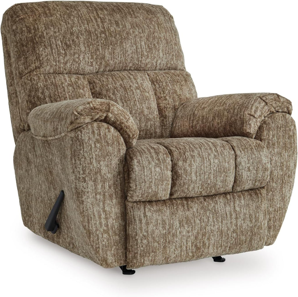 Signature Design by Ashley Rampant Casual Manual Rocker Recliner with Pillow-Top Arms, Light Brown