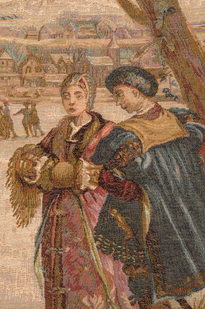C Charlotte Home Furnishings Inc Les Patineurs I French Tapestry Wall Hanging | Viscose Cotton and Polyester Blend Wall Art | 44 in. x 58 in | Home Decor Accents