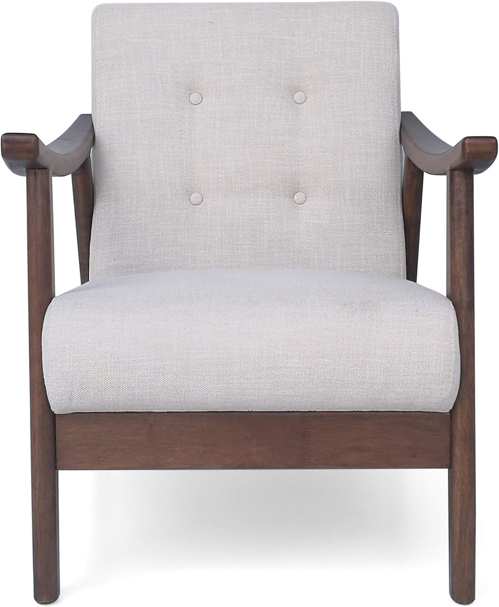 Christopher Knight Home Aurora Mid-Century Modern Accent Chair, Rubberwood, Beige, Brown