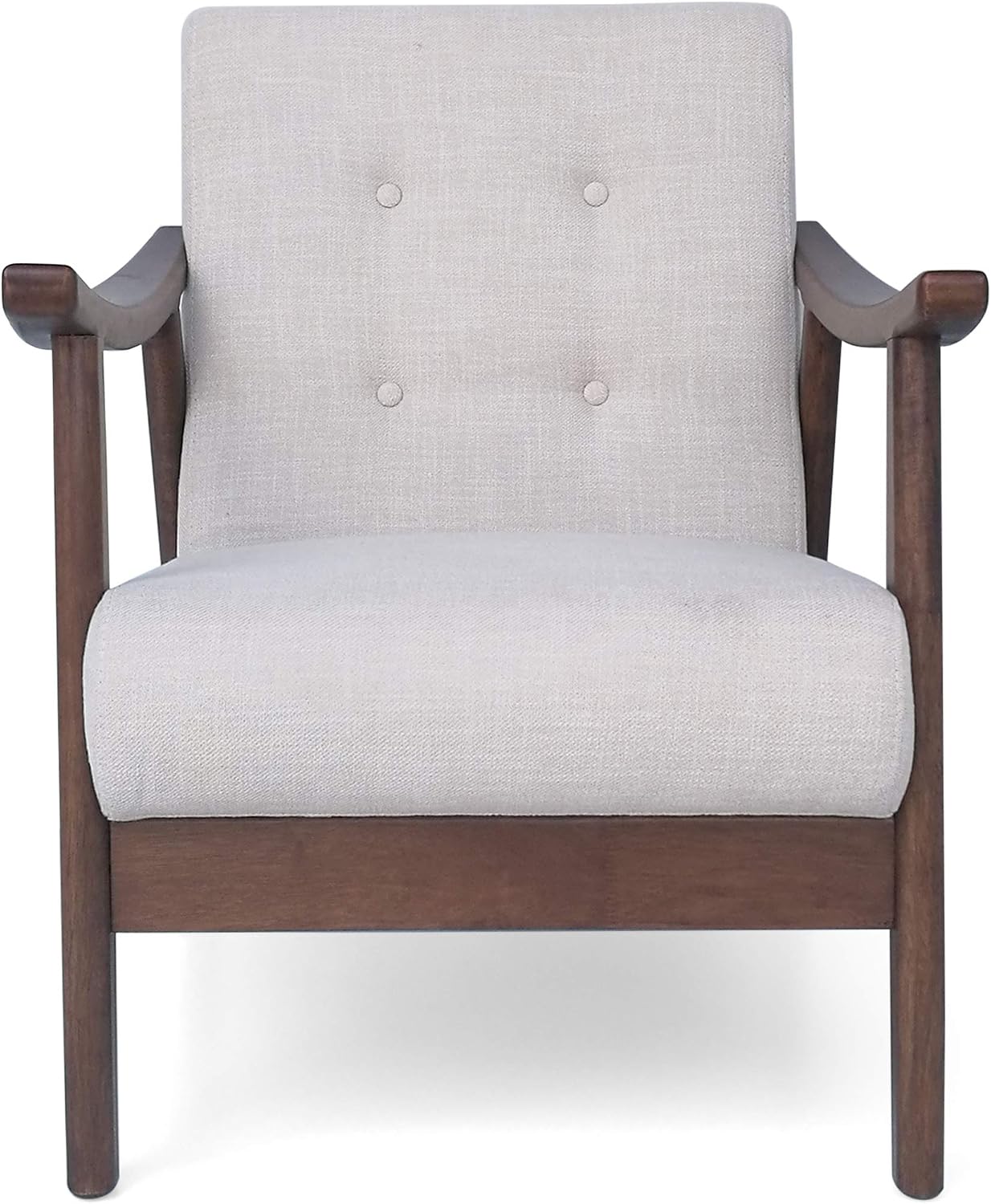 Christopher Knight Home Aurora Mid-Century Modern Accent Chair, Rubberwood, Beige, Brown