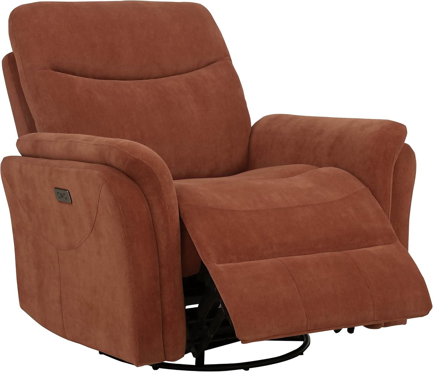 Coaster Home Furnishings - Adler - Upholstered Power Swivel Glider Recliner with Built-in Control Panel, Dual USB Ports, Foam Cushion and Transitional Style - Living Room - Rust - 610433P