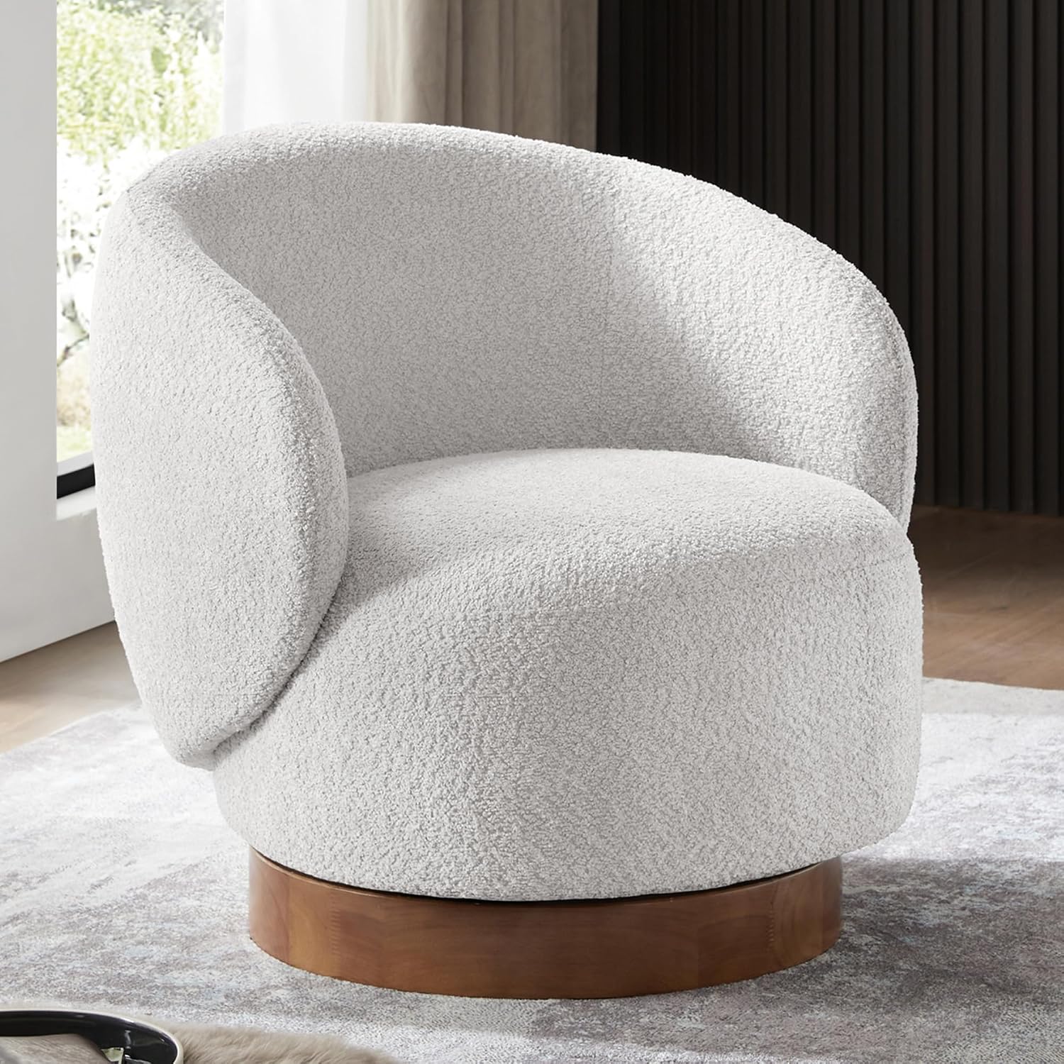 KISLOT Swivel Accent Chair Round Barrel Armchair Upholstered Performance Fabric for Living Room Bedroom Reading Waitingroom,2 PCS,Light Grey