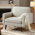 Oversized Accent Chair for Living Room, Mid-Century Modern Comfy Reading Chair, Linen Fabric Solid Wood Frame Armchair, Upholstered Oatmeal Living Room Accent Chairs for Adults
