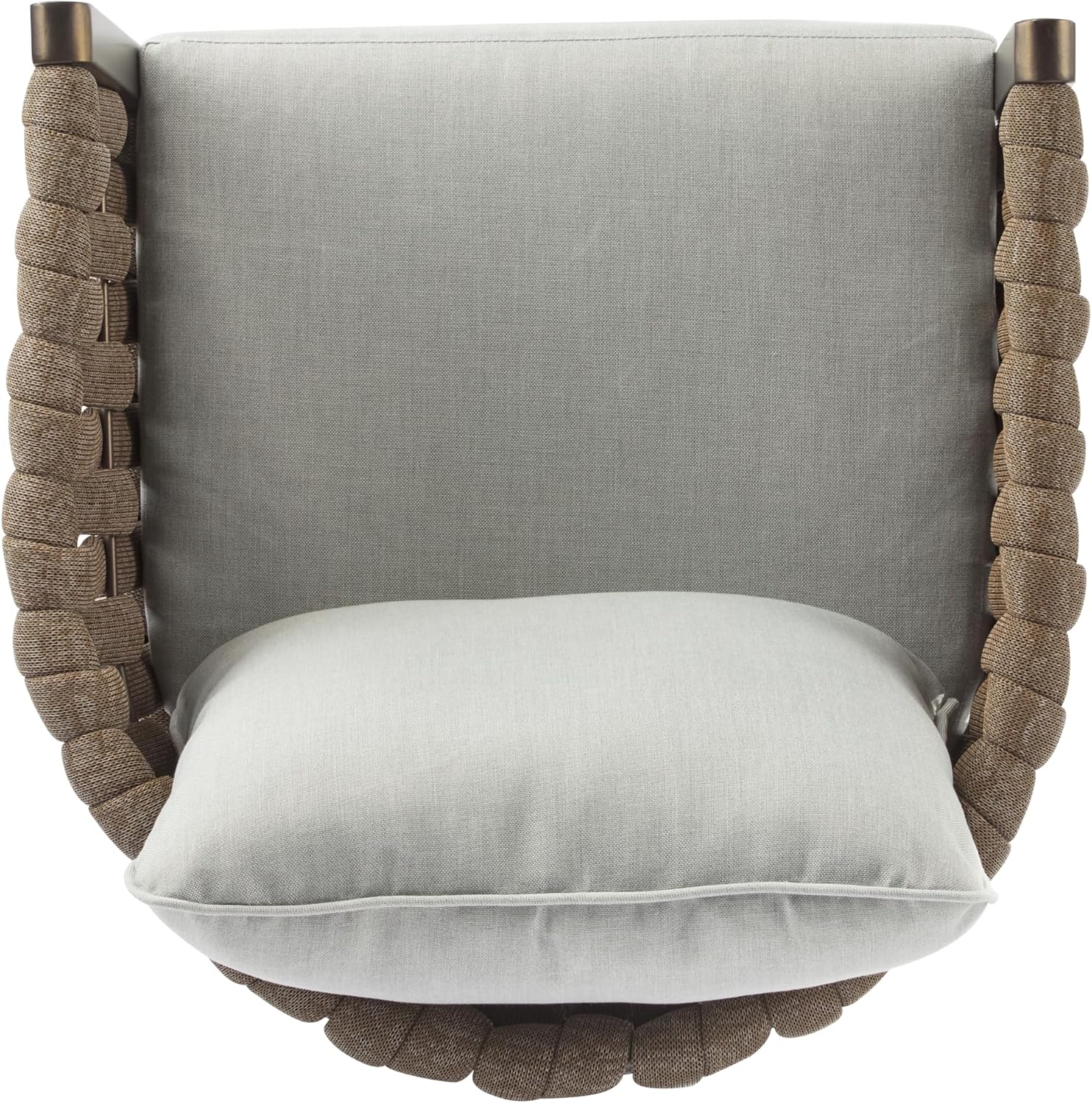 Christopher Knight Home Lena Patio Club Chairs Set of 2, Metal Accent Chairs, Rope Woven Backrest Armchair, Upholstered Cushions Seating, Tub Back Design for Backyard Garden, Brown+Light Gray