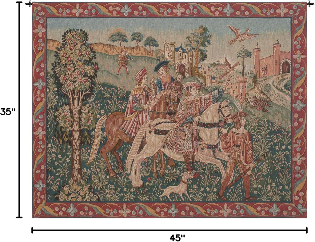 Charlotte Home Furnishings Inc. Hunt French Tapestry Wall Hanging, 35 X 45 Inch, Viscose Cotton And Polyester Blend Wall Art, Woven In France, Perfect For Home Decor And Wall Decor