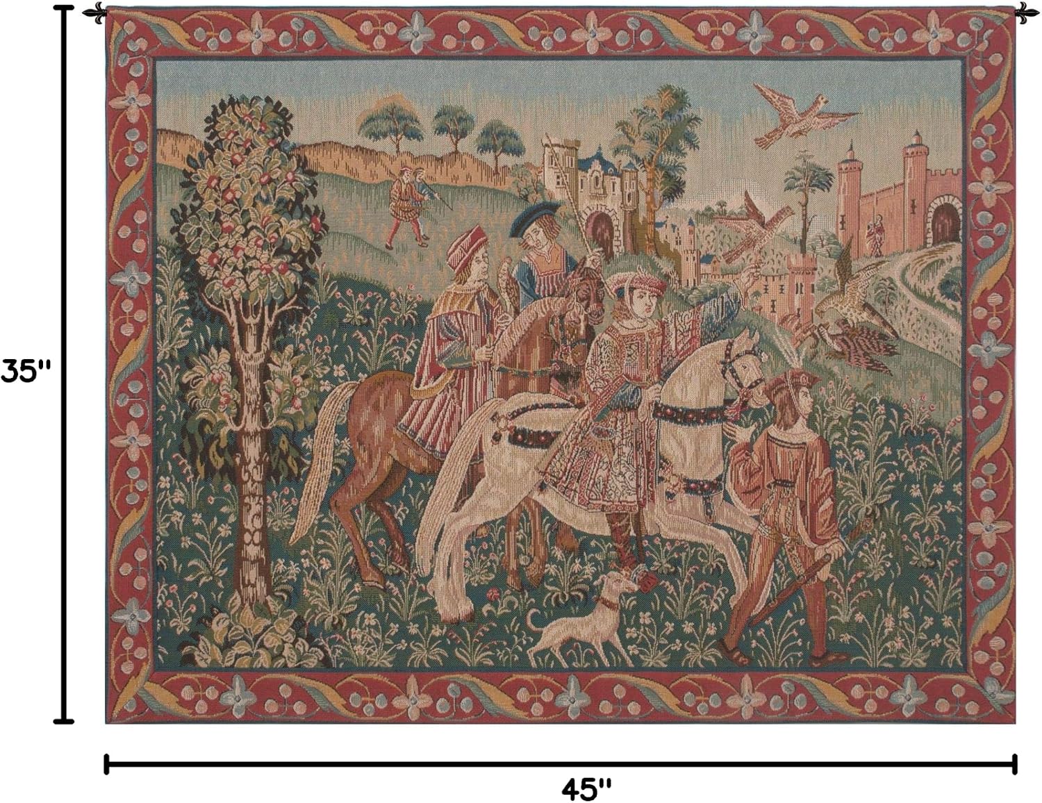 Charlotte Home Furnishings Inc. Hunt French Tapestry Wall Hanging, 35 X 45 Inch, Viscose Cotton And Polyester Blend Wall Art, Woven In France, Perfect For Home Decor And Wall Decor