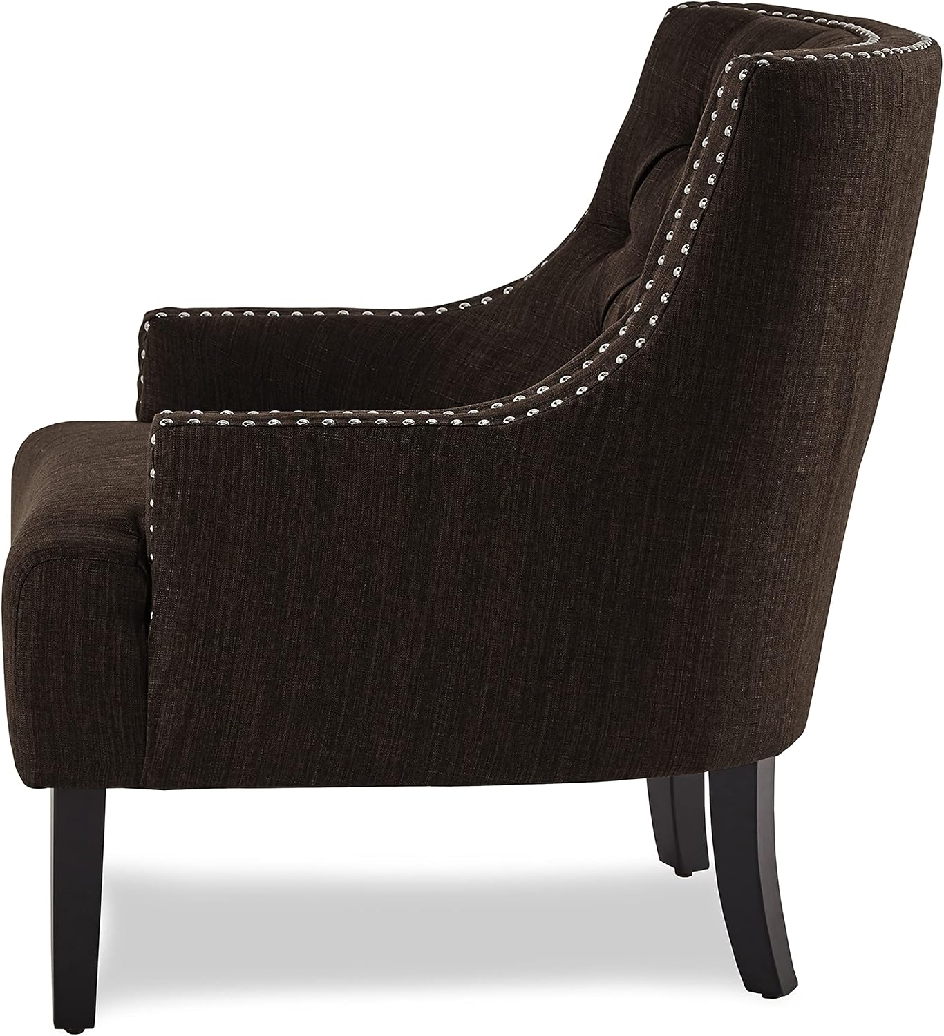 Lexicon Accent Chair Reading Chair Comfy Chair for Bedroom, Upholstered Armchair with Solid Wood Frame, Tufted Cushion Nail Head Trim, Single Sofa Chair for Living Room, Office, Chocolate Chenille