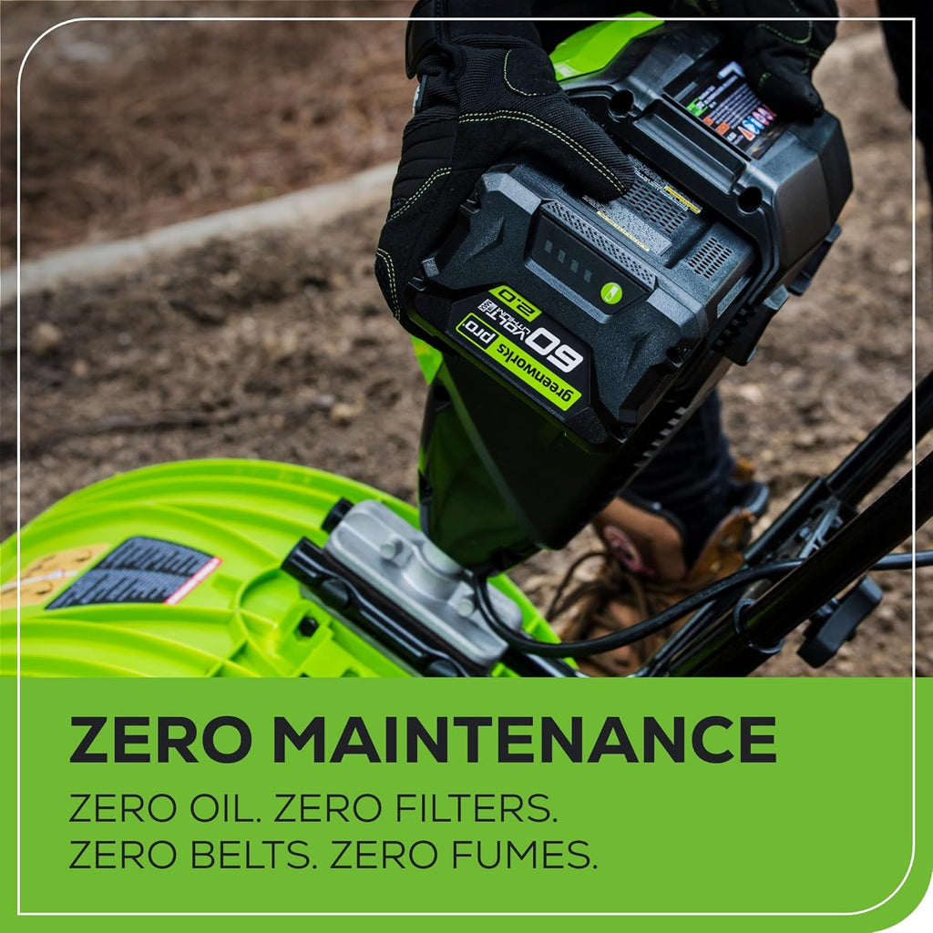 Greenworks 60V 8' Cordless Cultivator/Tiller + 4.0Ah Battery and Charger