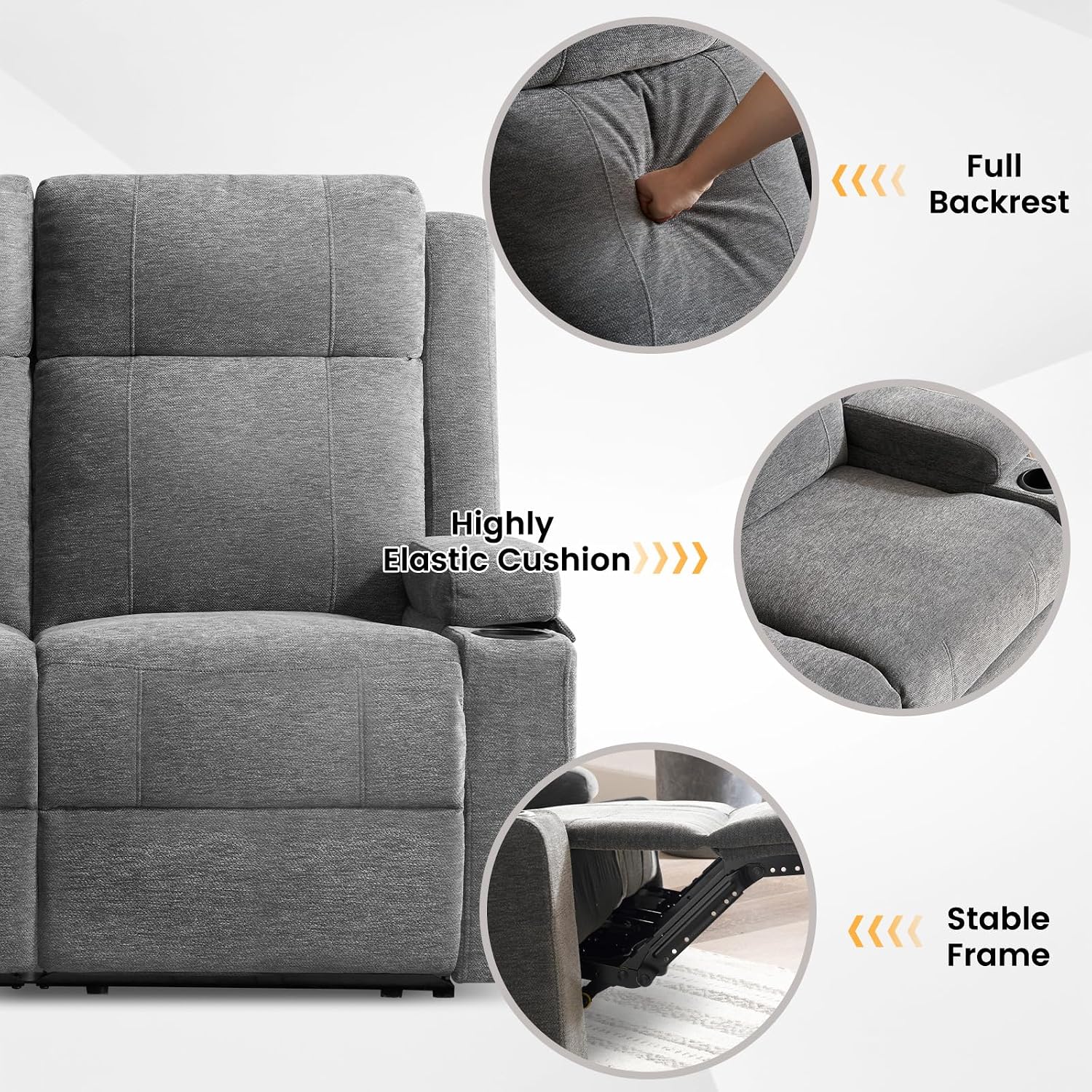 Loveseat Recliner Sofa,RV Loveseat Reclining Couch with Drop Down Table/ 4 Cup Holder/Hidden Storage, Wall Hugger Recliner Sofa for Living Room & Home Theater & RV