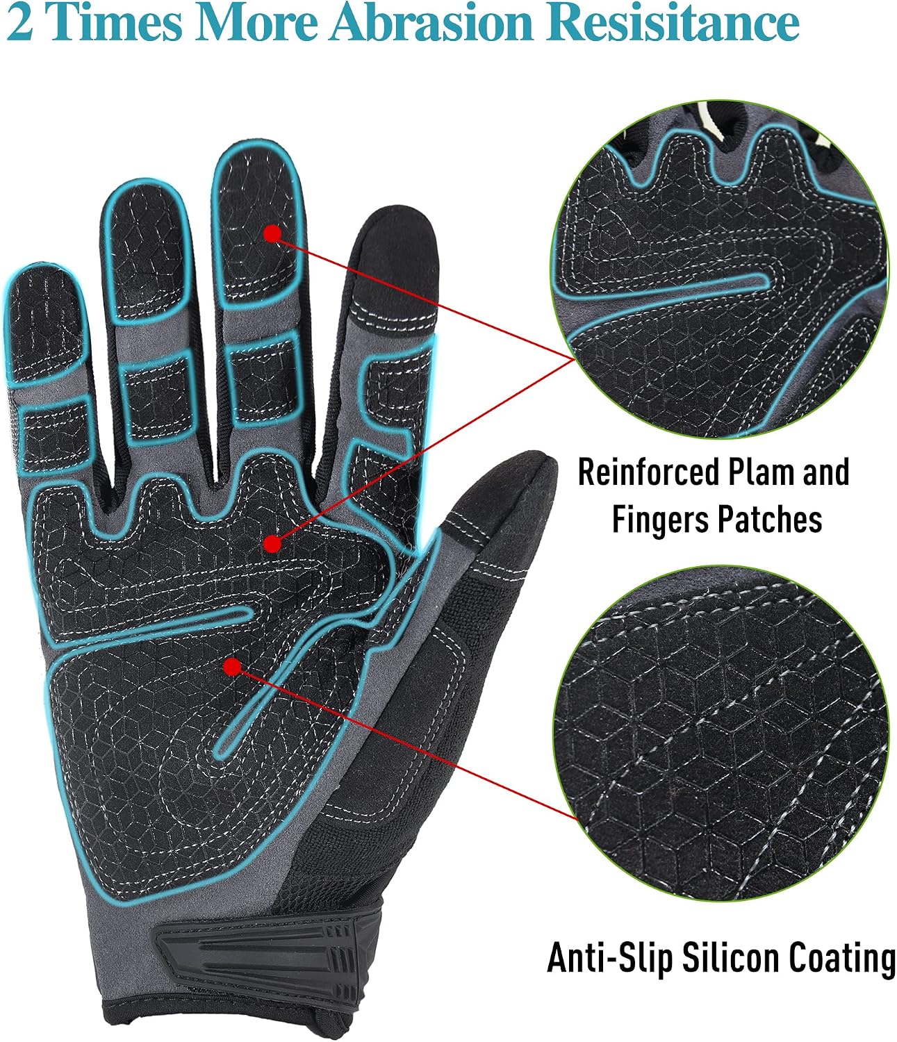 HANDLANDY Mens Work Gloves Touch screen, Utility Mechanic Gloves, Flexible Breathable Fit- Padded Knuckles & Palm