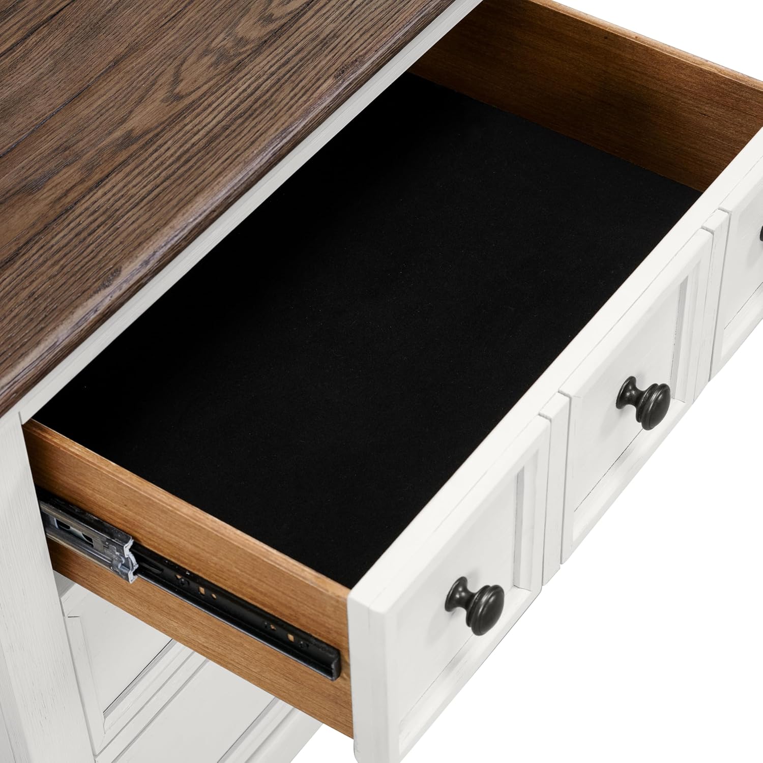Furniture of America Roden Modern Farmhouse Solid Wood Nightstand with 3 Drawers and USB Ports, Large Bedside Table, Wooden Night Stand for Bedroom, Dorm, White/Dark Brown