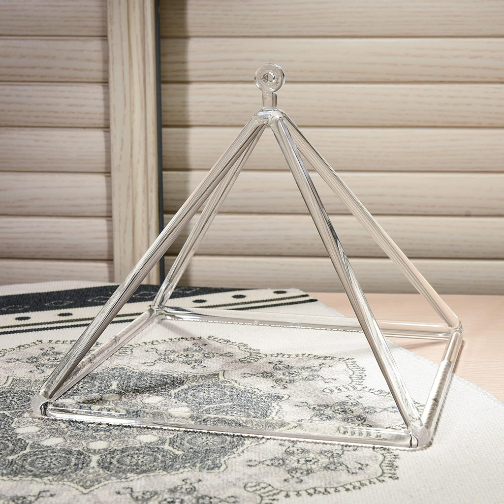 TOPFUND 12 inch Quartz Crystal Singing Pyramid with Synthetic Leather Carrying Case and Quartz Suede Mallet