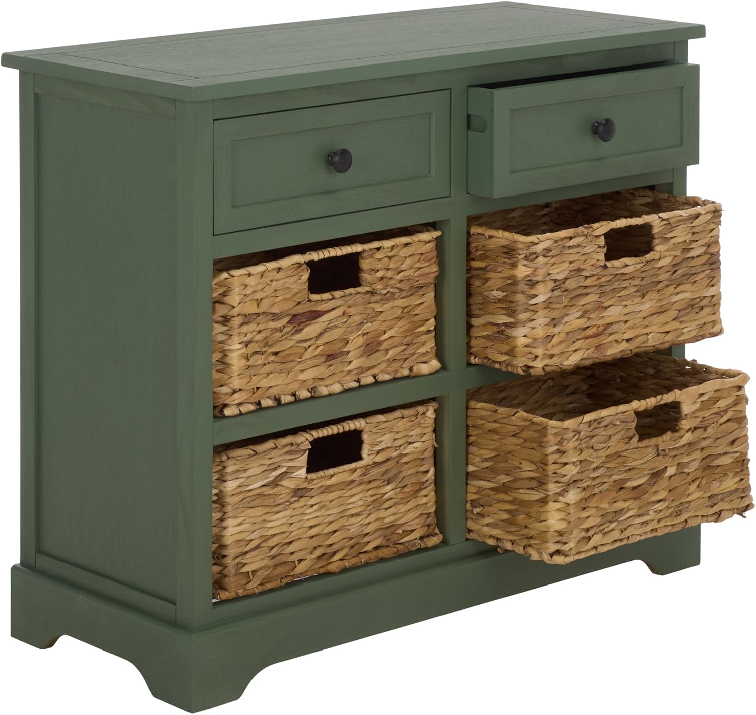 SAFAVIEH Furniture - Herman 2-Drawer Storage Unit - Dusty Green - Solid Wood - Classic Storage Design - Ideal for Living Room, Entryway, Home Office, 29'W x 13'D x 27.5'H - Fully Assembled (AMH5702L)