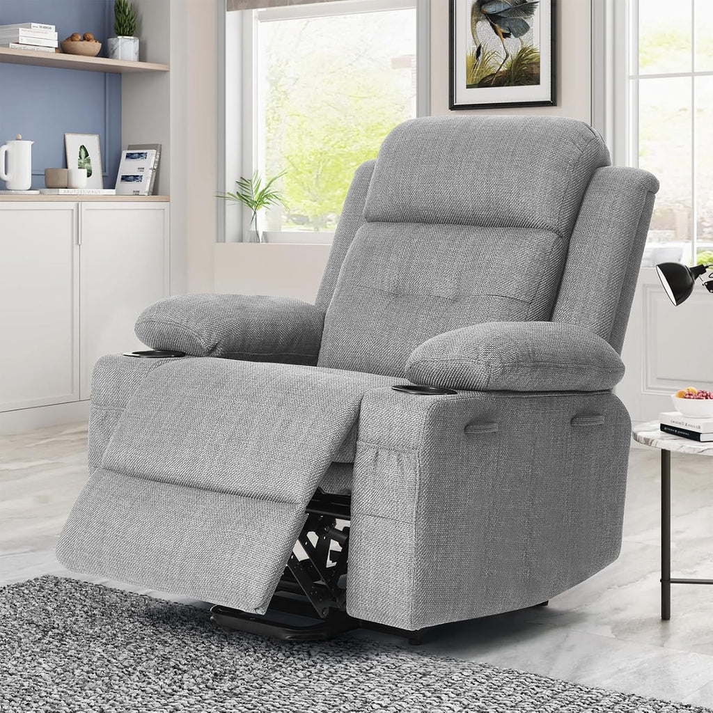 Polar Aurora Power Lift Chair for Elderly,Electric Recliner Chair with Heating and Vibrating Massage,Living Room Chair with Adjustable Back,Thickened armrest,USB Ports,2 Cup Holders,Gray