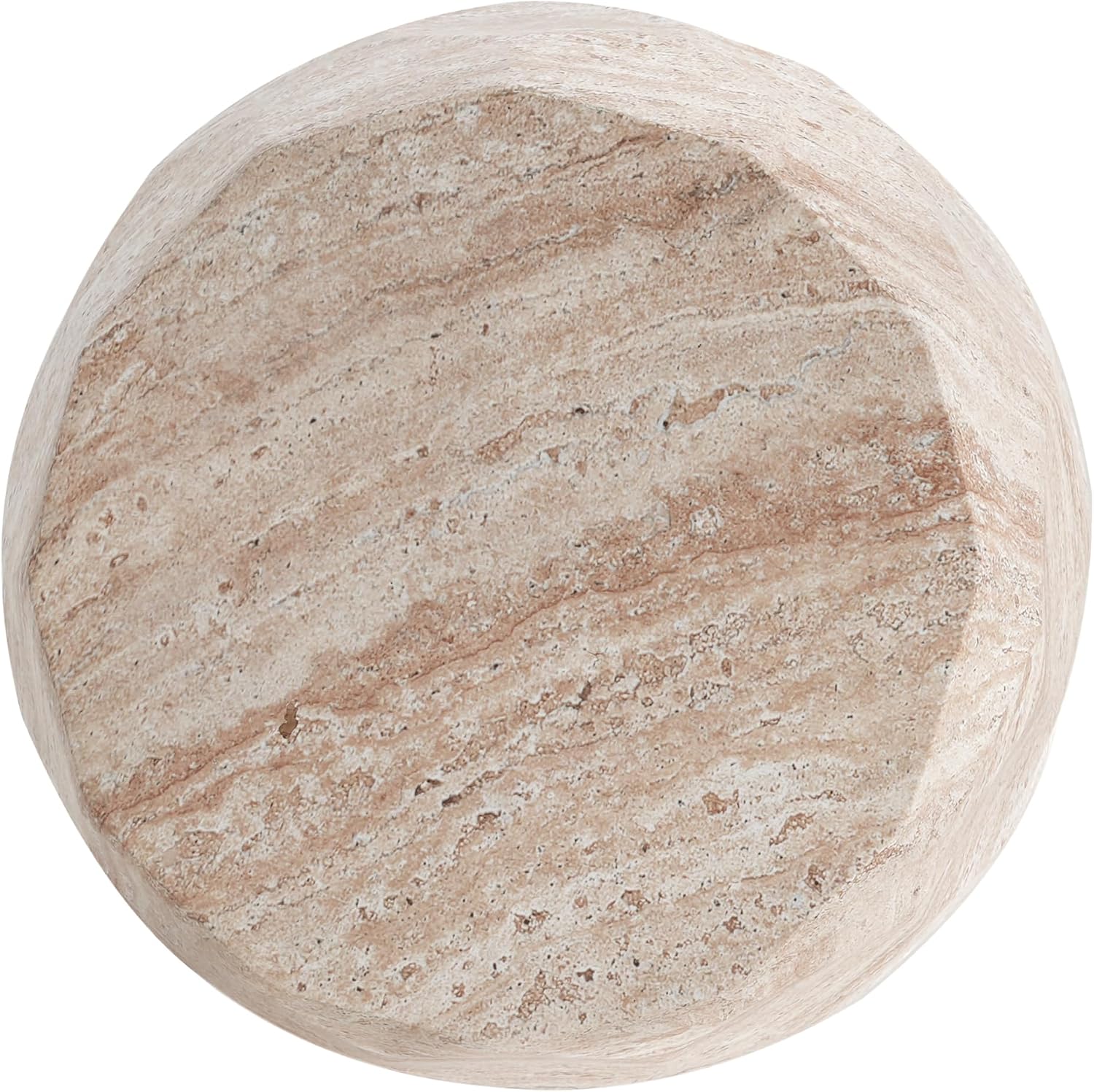 Christopher Knight Home Jaym 18.25' H Indoor Outdoor Accent Side Table, Patio Decorative End Table, Polygon Lightweight Concrete Garden Stool for Patio Balcony & Garden Decor, Travertine