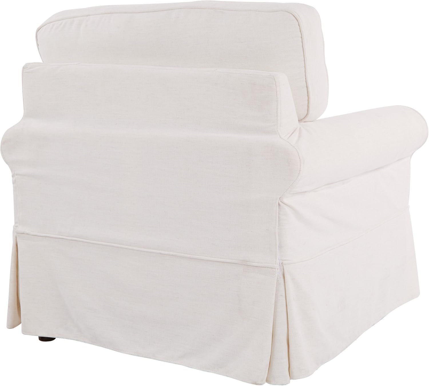 OSP Home Furnishings Ashton Rolled Arm Chair with Slipcover, White