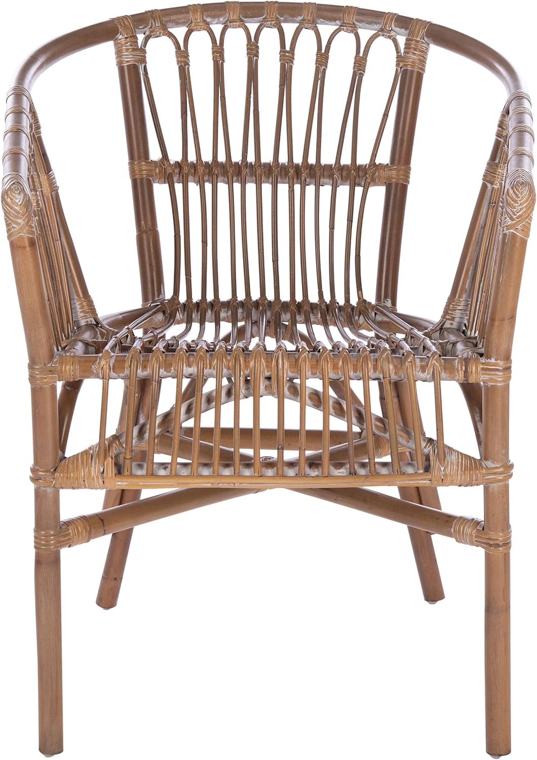Safavieh Home Adriana Coastal Grey White Wash Rattan (Set of 2) Accent Chair (ACH6505D-SET2)