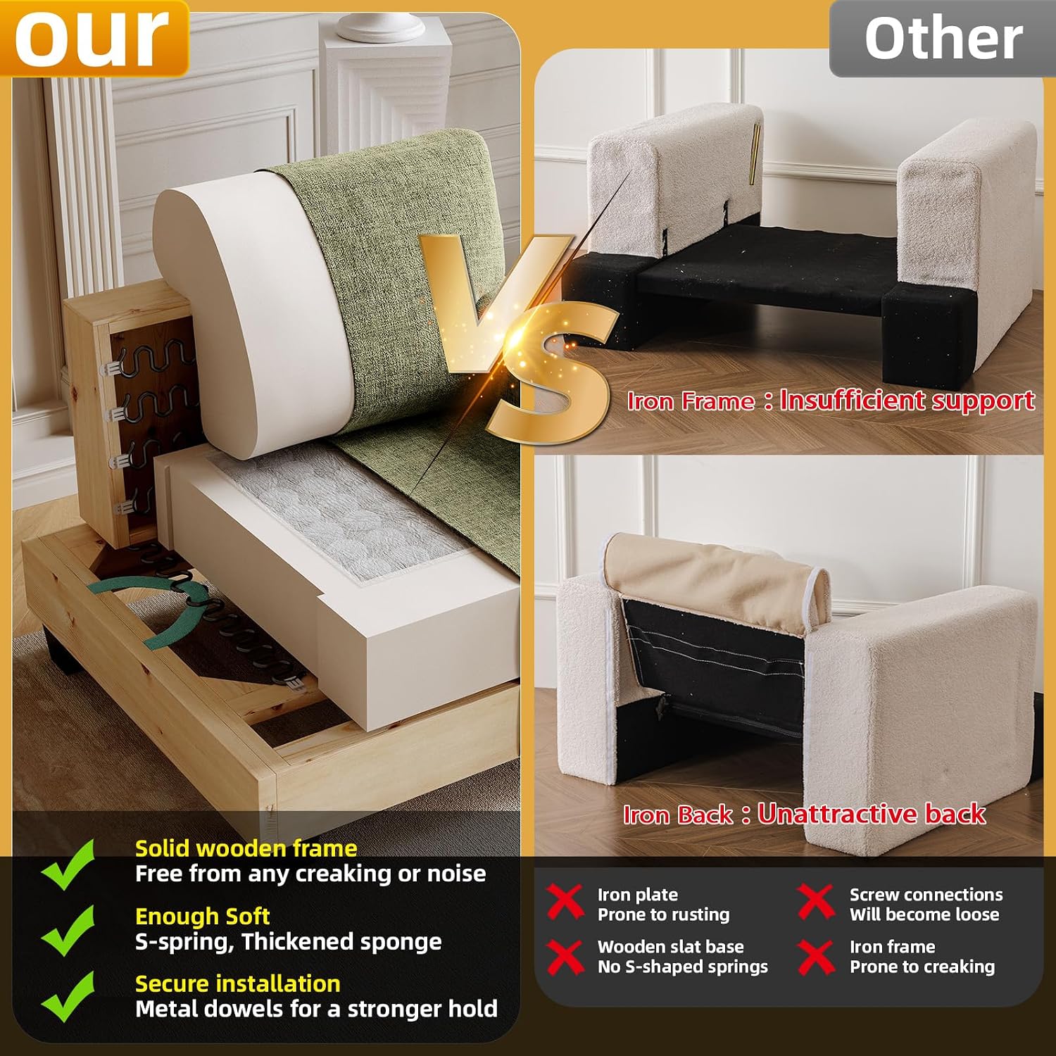 85'' L Shaped Couch with Armrest Organizer,3 Seats Sofas with Movable Ottoman,Comfy Sectional Sofa with Thick Cushion,Chenille Sectional Couches for Living Room,Bedroom,Apartment,Home Furniture,Green