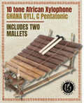 Africa Heartwood Project Classic Heartwood Gyli with Mallets – 10 Key C Pentatonic - African Xylophone Balafon from Ghana, Handcrafted by Village Artisans in Ghana - Key of C-C#