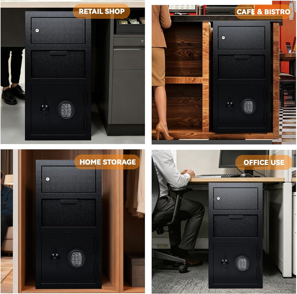 KAER 6.5 CuFt Drop Safe for Business, Cash Safe with Drop Slot, 68 lbs Heavy Duty Money Safe Box with Deposit Slot, Anti-Theft Safety Boxes for Home Floor Safe, Quick Access Digital Keypad Keys