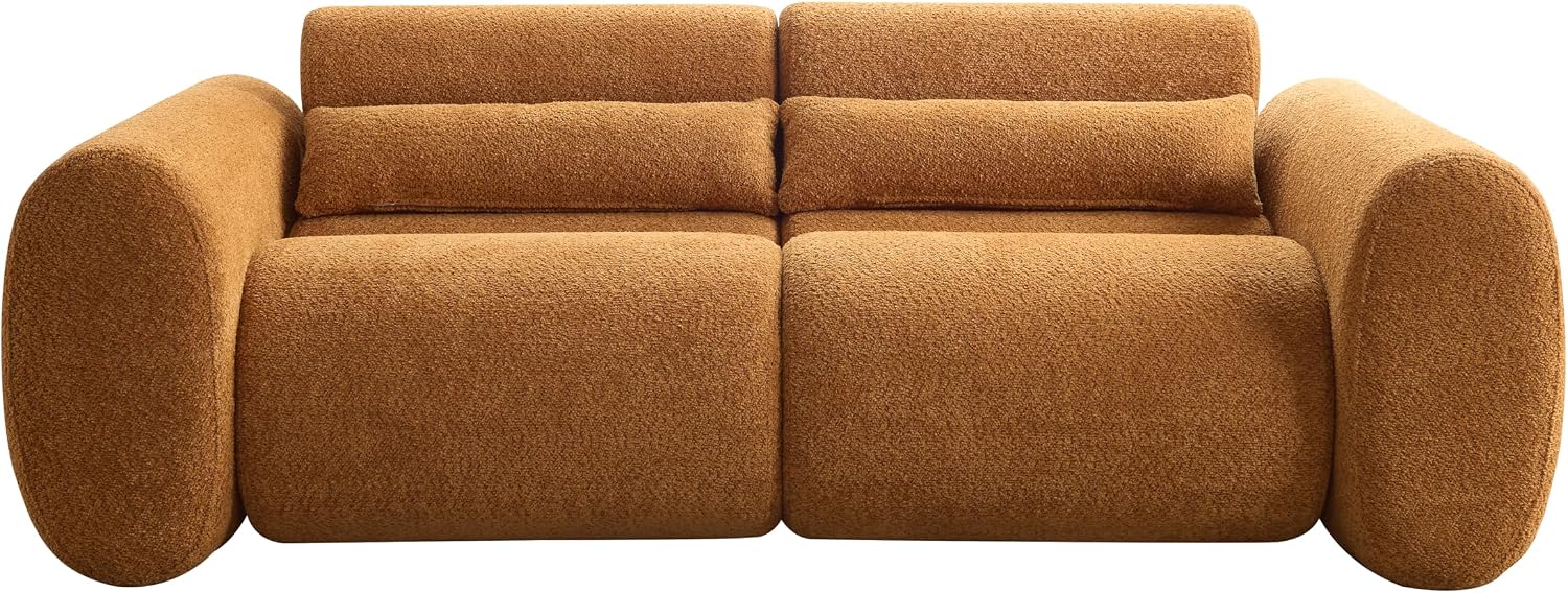 Christopher Knight Home Orri 79' Cozy Boucle Upholstered Cloud Couch, 3-Seater Modern Sofa, Home Sofa Living Room with Round Arm, Sturdy Wooden Frame Lounge Chair Indoor, Easy to Assembly, Camel