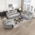 Lexicon 3 Piece Living Room Furniture Set, Power Reclining Sofa Set, Home Theater Seating with Charging Ports/LED Lighting, Wall Hugger Power Double Reclining Sofa, Loveseat, Recliner, 3 Pieces, Gray