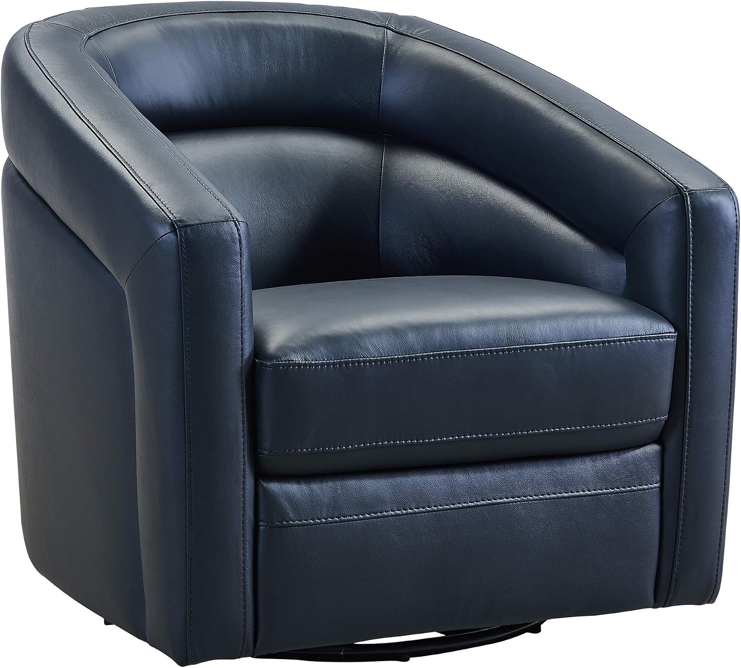 Armen Living Desi Contemporary Leather Swivel Living Room Accent Chair, 32' Wide, Black