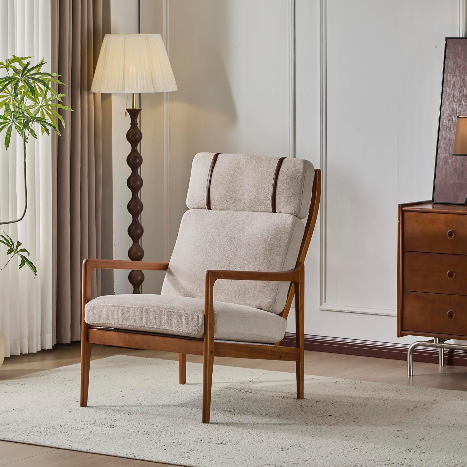 Christopher Knight Home Nadine Upholstered Accent Chair, Wooden Club Chair, Cushions Support Armchair, Comfy Lounge, Single Reading Sofa, Solid Wood Frame Armchair for Living Room Home, Light Gray