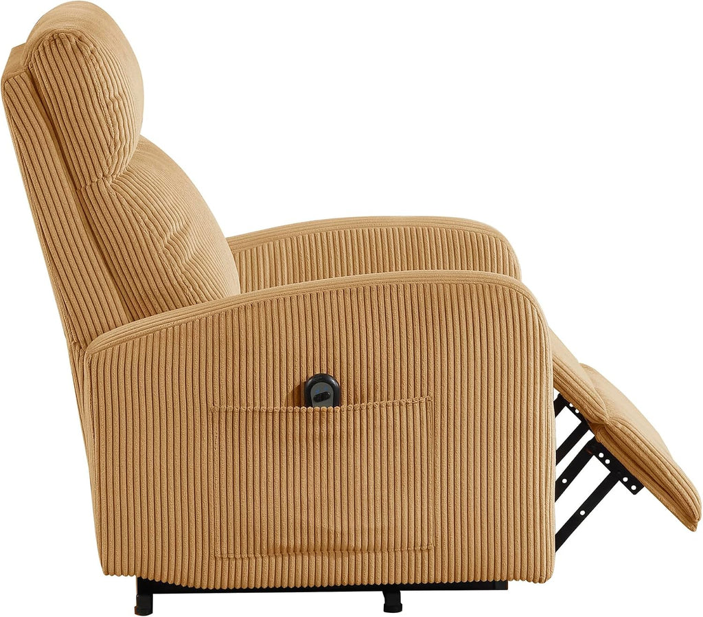 Lexicon Power Lift Recliner Chair for Elderly with Remote Control, Gentle Lift Motion, Side Pocket Armrest, Corduroy Upholstered Electric Recliner for Living Room/Bedroom, Easy Assembly, Yellow