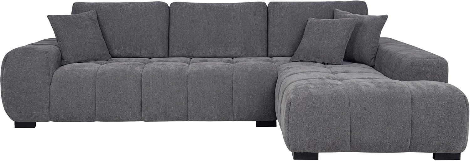 Coaster Home Furnishings - Octavia - Fabric - Upholstered Sectional Sofa with Chaise, Grid Tufting and Accent Pillows - Living Room - Charcoal Grey - 509965