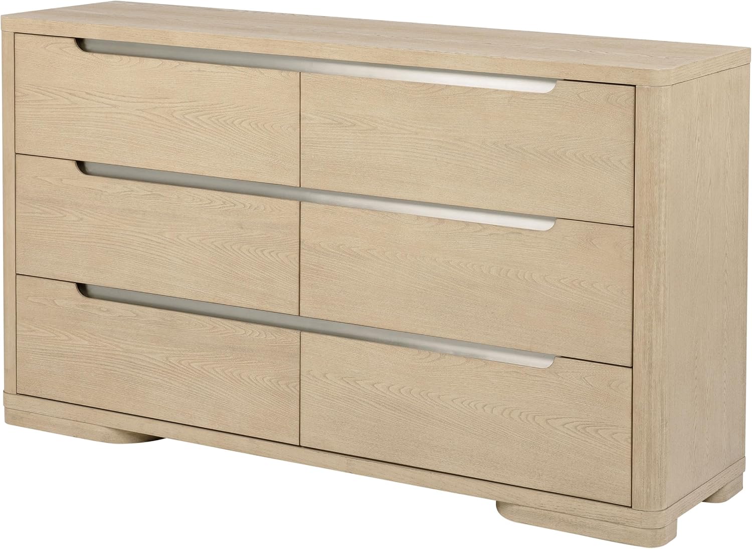 Coaster Home Furnishings - Ladera - Wood - 6-Drawer Dresser with Contemporary Style, Metal Extension Glides and Nickel Finger Pulls - Bedroom - Light Elm - 225083