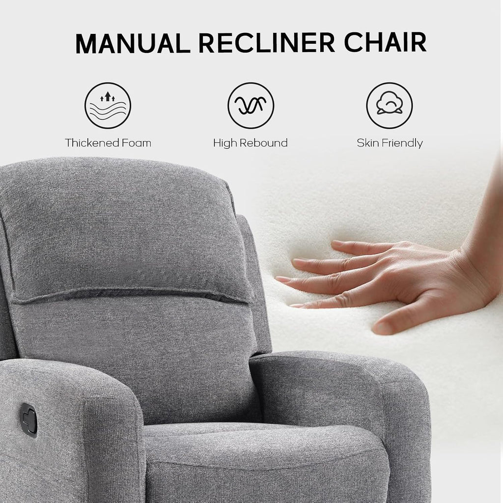 EBELLO Manual Living Room Furniture Reclining Couch Set, Soft Fabric Recliner Chair and Loveseat Sofa Couch for Meeting Room, Overstuffed Backrest(Recliner+Loveseat)