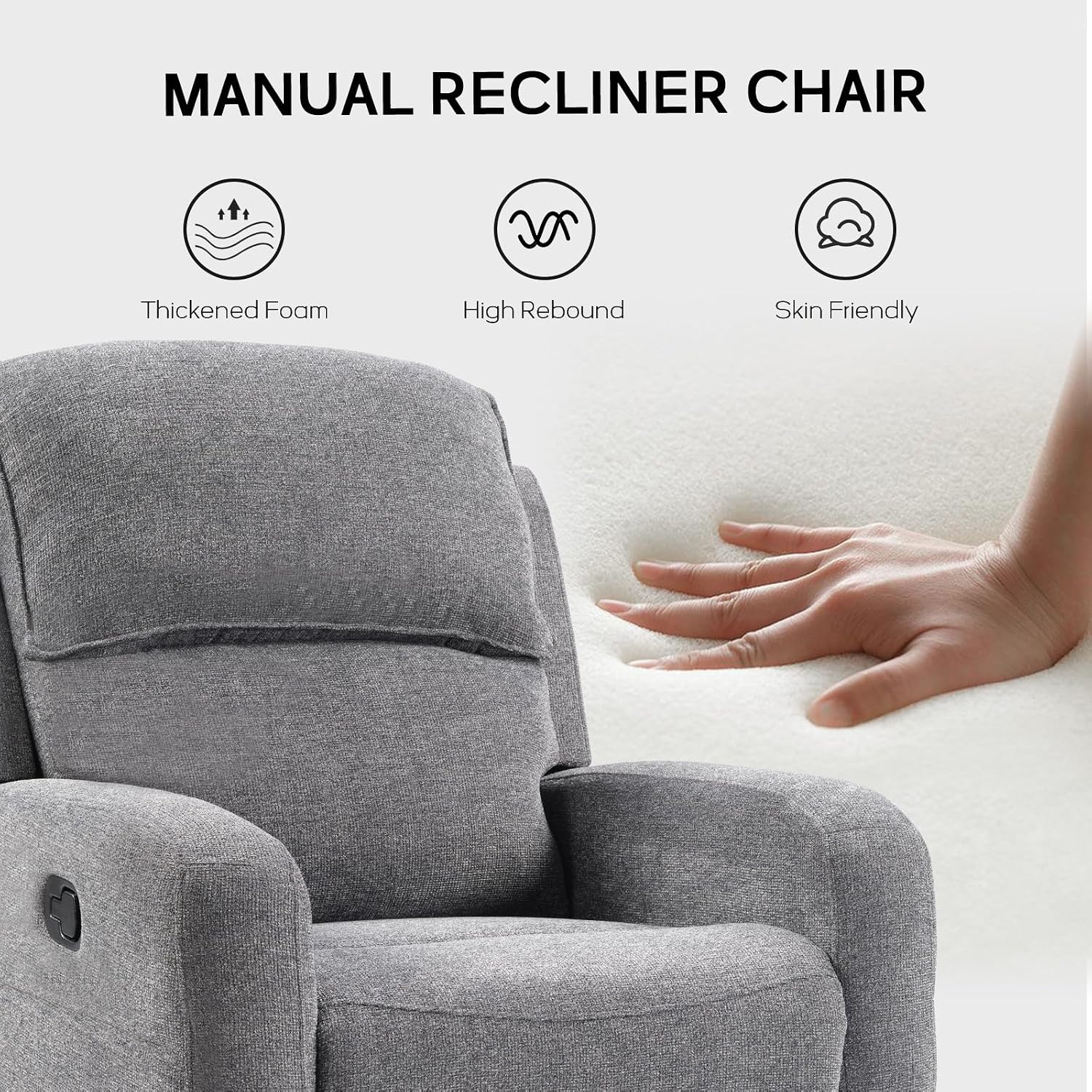 EBELLO Manual Living Room Furniture Reclining Couch Set, Soft Fabric Recliner Chair and Loveseat Sofa Couch for Meeting Room, Overstuffed Backrest(Recliner+Loveseat)