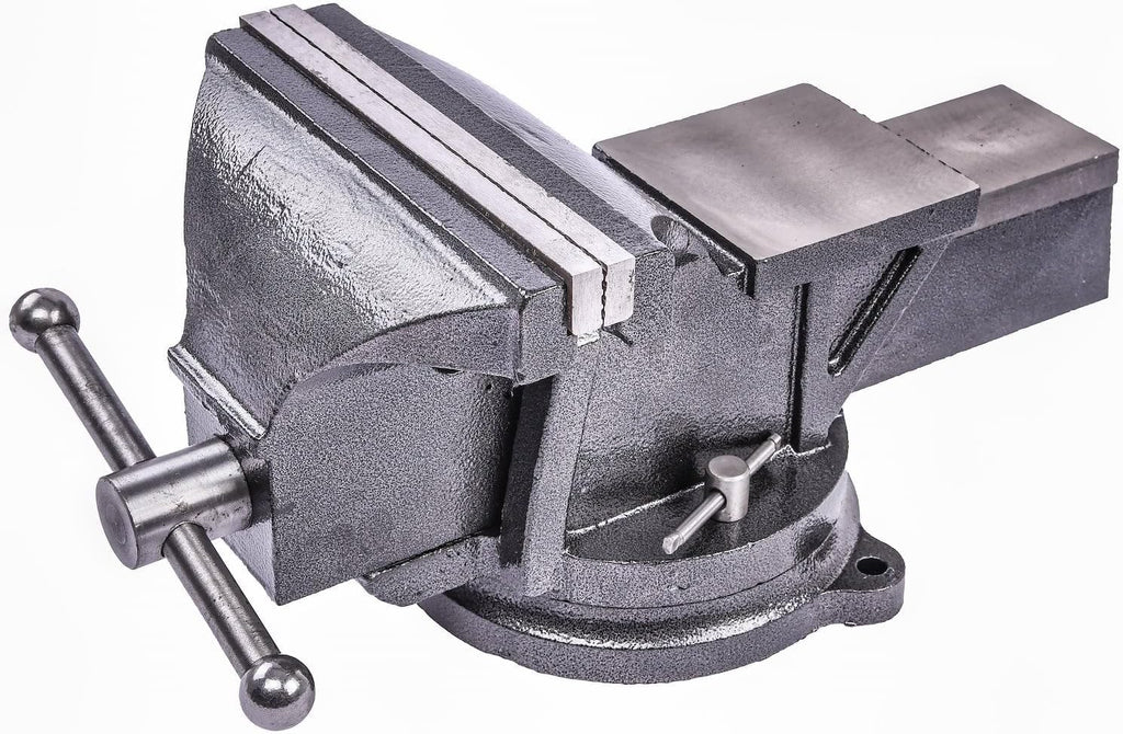 JEGS Bench Vise | 8 Inch Replaceable Jaws | Gray Iron Body With Chrome Handles | 360 Degree Lockable Swivel Base | Anvil Body | Built-In Pipe Jaws