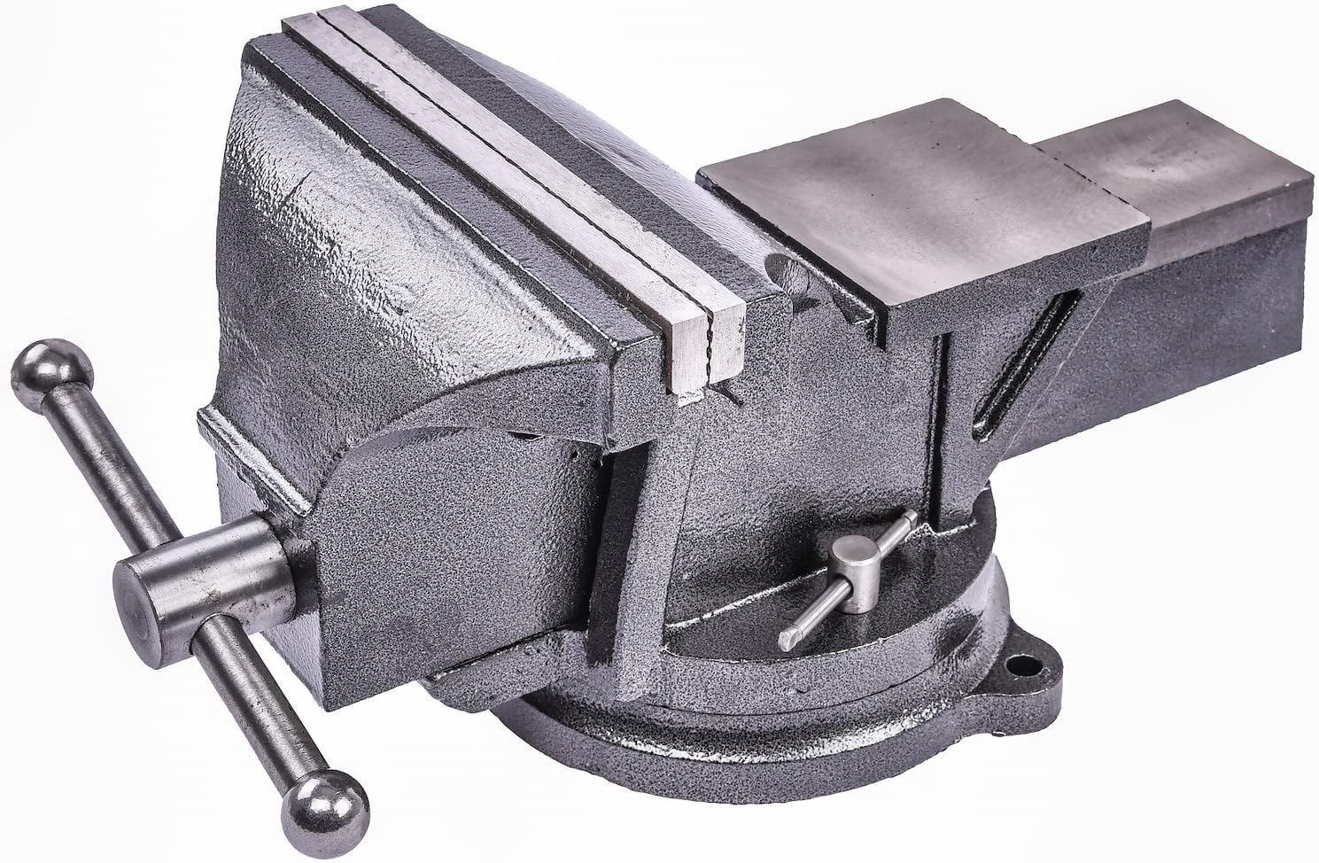 JEGS Bench Vise | 8 Inch Replaceable Jaws | Gray Iron Body With Chrome Handles | 360 Degree Lockable Swivel Base | Anvil Body | Built-In Pipe Jaws