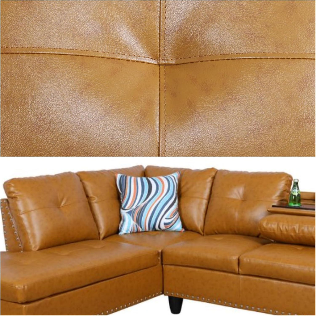 L-Shaped Sectional Sofa, Modern Sectional Couches Home Sofas for Living Room with Movable Chaise, Modular Living Room Sets Furniture for Apartment Bedroom & Office, Ginger