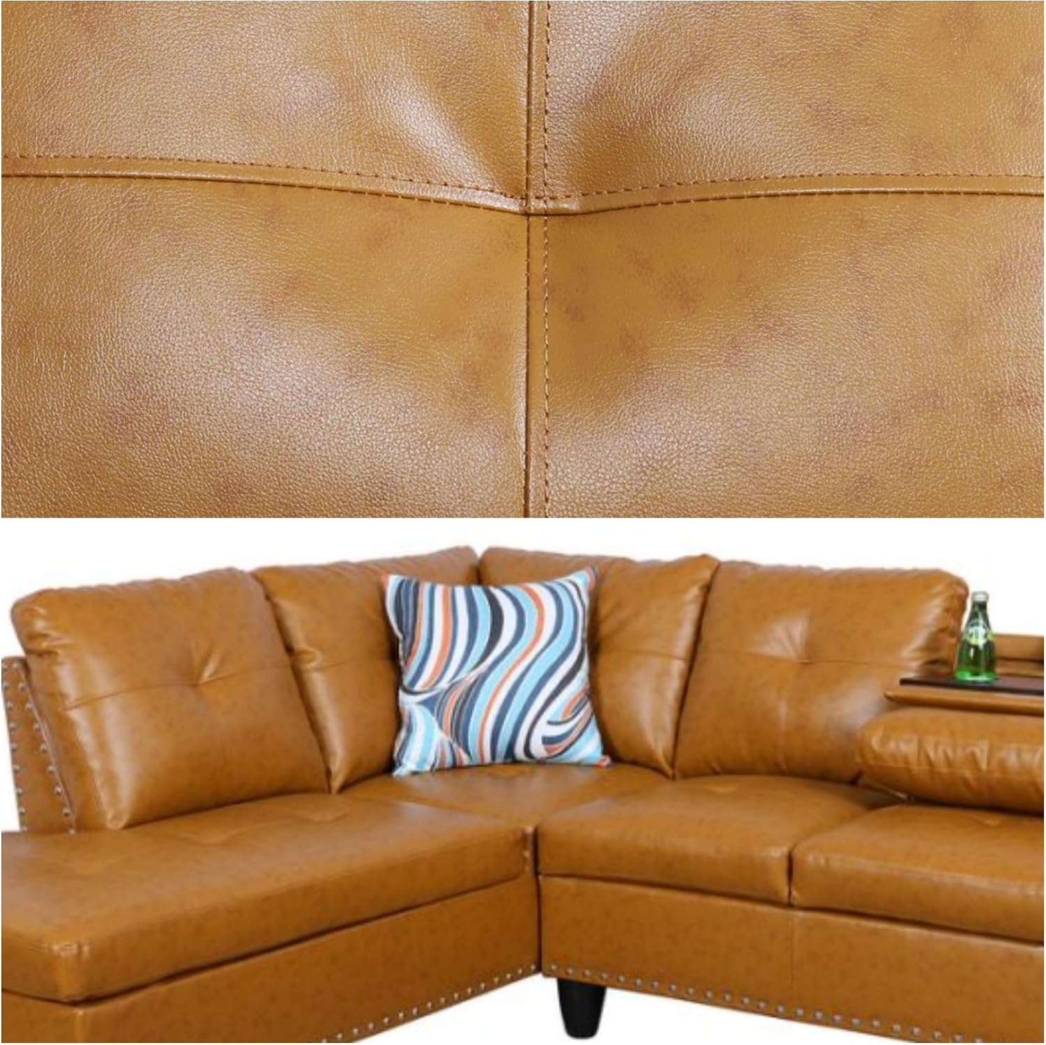 L-Shaped Sectional Sofa, Modern Sectional Couches Home Sofas for Living Room with Movable Chaise, Modular Living Room Sets Furniture for Apartment Bedroom & Office, Ginger