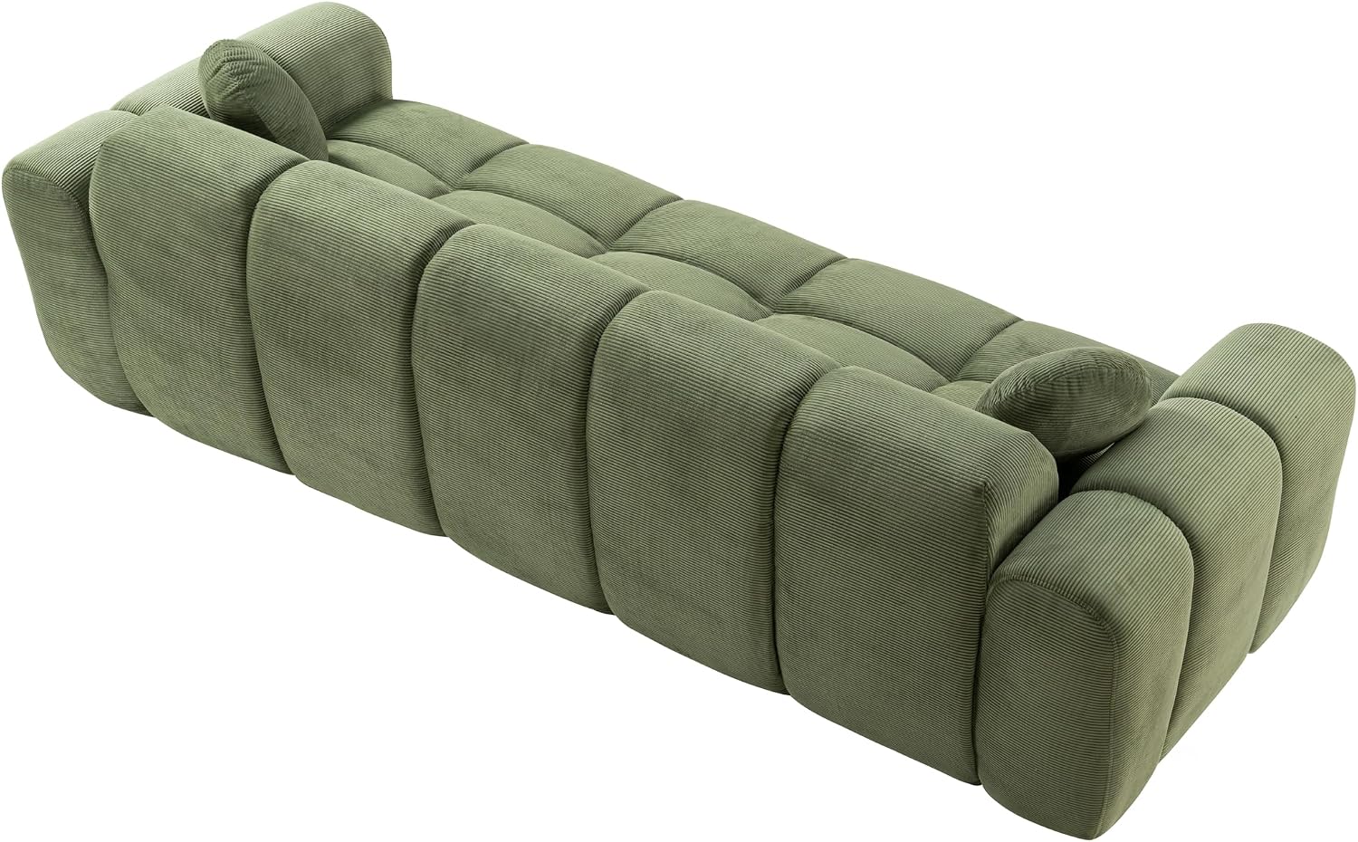 98.4-Inch Oversized Boneless Cloud Couches Deep Seat Foam Sofa Couch with 2 Round Toss Pillows, Luxury Corduroy Upholstered 3 Seat Tufted Loveseat, Cloud Sofa in a Box