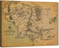 GUTTATY Middle Earth Map Canvas Wall Art Movie HD Print - Retro Painting for Home Decor, Vintage World Poster Framed Artwork Office Decor (32''Hx48''W)