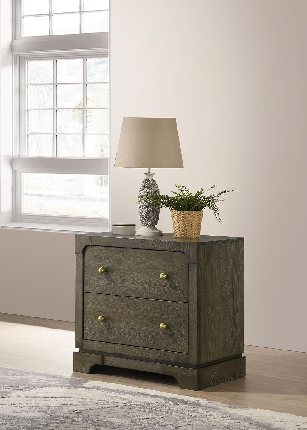 Coaster Home Furnishings Gran Park Modern Classic Wood 2-Drawer Bedroom Nightstand Bedside Table Organizer Unit Dark Cocoa 224932