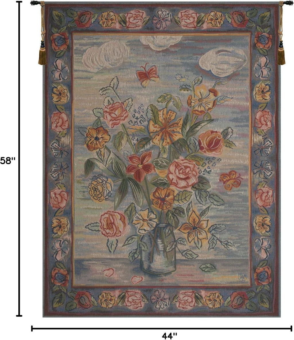 C Charlotte Home Furnishings Inc Modern Style Bouquet French Tapestry Wall Hanging Viscose Cotton and Polyester Blend Art 58x44 Inch Home Decor Accent