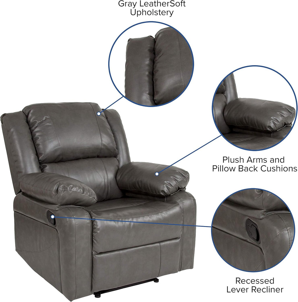 Flash Furniture Harmony Series Gray LeatherSoft Recliner