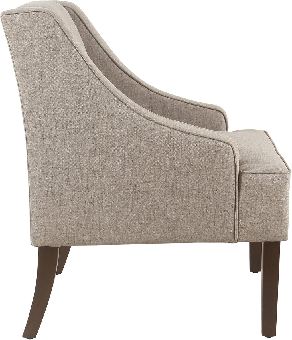 Homepop Home Decor | Upholstered Swoop Arm Accent Chair | Accent Chairs for Living Room & Bedroom | Decorative Home Furniture，Light Taupe
